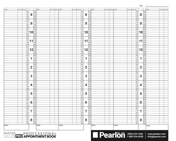 Salon Pro Appointment Book Large - 6 column